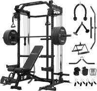 Mikolo HR05 Power Cage — 2000 lb Power Rack with Independent Dual Pulley System & Cable Crossover, Multi-Function Home Gym(m-1)