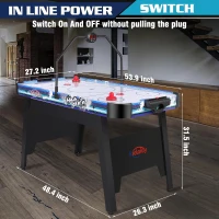 58"" Arcade-Style Air Hockey Table — Powerful 700mA Motor, Overhead LED Scoreboard, Includes 2 Pucks & 2 Pushers(m-3)