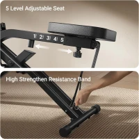 UMAY Foldable Home Squat & Row Machine with 3 High-Strength Resistance Bands(m-4)
