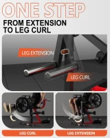 GMWD Plate-Loaded Leg Extension & Curl Machine – Adjustable Lower-Body Bench with Removable Pin System for Thighs & Glutes, Home Gym(m-4)