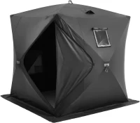 VEVOR Pop-Up Ice Fishing Shelter — Hub-Style Portable Tent, Insulated or Non-Insulated Options, Waterproof 300D Oxford Fabric, Includes Anchors, Ropes & Carry Bag (90 x 90 x 80 in)(m-1)