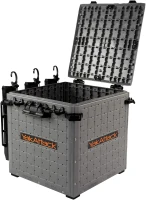 YakAttack BlackPak Pro 13in x 13in Kayak Fishing Crate – Battleship Grey, 3 TetherTube Rod Holders | Compact Lightweight Durable Customizable(m-3)