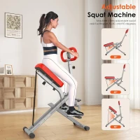 SogesHome Foldable Row & Squat Machine for Home — Full-Body Trainer with Adjustable Resistance Bands, Raised Cushion and Adjustable Seat, 330 lb Capacity(m-4)