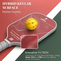 YVMOVE STORM 007 Pickleball Paddle - Hybrid Kevlar/Carbon Face, Thermoformed One-Piece Body, 16mm Polymer Core (8.1 oz)(m-2)