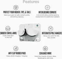 Gravity Grabber Ski & Snowboard Wall Rack - Gravity-Locking, Non-Slip Garage Organizer, Fits Any Ski/Board (3-Pack)(m-4)