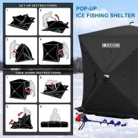 DARCHEN 3-Layer Insulated Pop-Up Ice Fishing Shelter for 3-4 People - Thermal Shanty with Insulation Skirt(m-8)