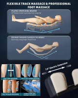 RelaxRelife 4D Full-Body Massage Chair with 166° Flexible SL Track, Reading Lamp, 18 Modes, 11 Techniques, 36 Airbags, Zero Gravity Recliner, Yoga Stretch & Foot Massage (Beige)(m-4)