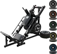 RitFit Professional Leg Press & Hack Squat Combo with Plate Set and Linear Bearings, Home Gym with Weight Storage Posts(m-1)