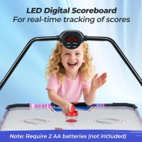 GYMAX 56 in Air Hockey Table with 12V High-Performance Motor and LED Digital Scoreboard - Includes 2 Pushers & 2 Pucks, for Home, Game Room, Office(m-3)