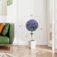 HOMCOM 2 Pack 1.3ft Artificial Ball Eucalyptus Topiary with Ground Stake, UV Resistant Faux Greenery for Indoor Outdoor(m-3)