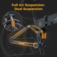 Jasion X-Hunter Foldable Electric Bicycle — Peak 1400W, 624Wh Removable Battery, 30 MPH, 20"" Fat Tires, Dual-Suspension, 55–70 Mile Range, 7-Speed(m-4)