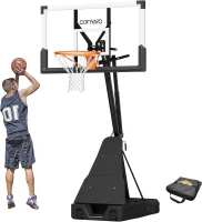 Adjustable Outdoor Basketball Hoop with 44/54-inch Shatterproof Backboard, 5.25–10 ft Height Range, Portable Base with Sandbag(m-1)