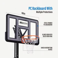 AWII SPORT Portable Basketball Hoop – 44/48"" Impact Backboard with Wheels, 4.8–10 ft Quick-Adjust Height System for Adults & Kids(m-2)