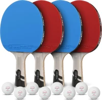 PRO-SPIN Carbon Table Tennis 4-Pack — Pro-Level Rackets with 7-Ply Blade, ITTF Rubber, 2.0mm Sponge (2 Blue + 2 Red)(m-8)