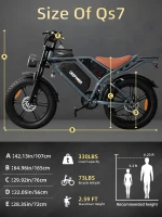 DEEPOWER Shaman0 QS7 Electric Dirt Bike for Adults, 1500W (up to 3500W peak) Motor, 30 MPH, 20"" Fat Tires, 48V 20/35/60Ah Battery Options, 35-180 Mile Range, 7-Speed(m-9)