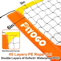PLYOGO Heavy-Duty Portable Backyard Volleyball Net Set with Adjustable Aircraft Aluminum Poles, Anti-Sag Double-Tension System, 32' x 3', Includes 1680D Carry Bag(m-4)