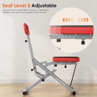 SogesHome Foldable Row & Squat Machine for Home — Full-Body Trainer with Adjustable Resistance Bands, Raised Cushion and Adjustable Seat, 330 lb Capacity(m-8)