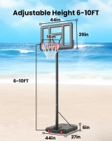 IGL Portable Adjustable Basketball Hoop System 5.6–10 ft, 44-Inch Outdoor Goal with PC Backboard — For Kids, Youth & Adults(m-8)