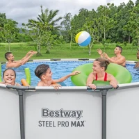 Bestway Steel Pro MAX 2-Pack Above-Ground Round Pool Set — 14 ft x 48 in Metal Frame with 1,000 Filter Pump, Ladder & Cover(m-8)
