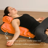 Yogikuti Iyengar Thick Handwoven Cotton Yoga Blanket Set of Two – Premium Support for Restorative Yoga, Meditation & Pranayama (Orange)(m-5)