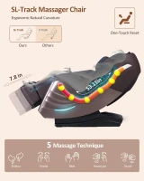 RELX 2026 Full-Body SL-Track Shiatsu Massage Chair with 20 Modes, Zero-Gravity, Far-Infrared Heat, AI Voice and Calfrest Extension (Brown)(m-5)