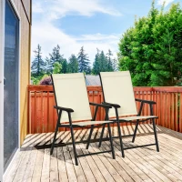 Outsunny Outdoor Dining Chairs Set of 2, Folding Patio Dining Set with Texteline and Steel Frame for Park Convenient Seat(m-8)