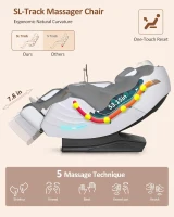 RELX 2026 Full-Body Massage Chair — 20-Mode Zero-Gravity SL-Track Shiatsu Recliner with Built-in Heat, Airbag Massage, Body Scan, Deep Yoga Stretch, Calfrest Extension & AI Control (White)(m-5)