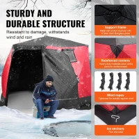 VEVOR Large Insulated Pop-Up Ice Fishing Tent – 600D Oxford, 80g Padding, Hub-Style Shelter for Multiple Anglers, Waterproof, Includes Anchors, Ropes & Carry Bag(m-4)