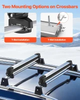 VEVOR Aluminum Ski & Snowboard Roof Rack — Holds up to 6 Pairs of Skis or 4 Snowboards, Universal Top-Mount Holders with Lock and Rubber Padding(m-3)
