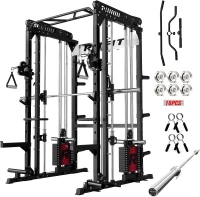 RitFit M1 / M1 Pro Smith Machine with Cable Crossover - Multi-Function Power Cage & Full Package for Home Gym(m-1)