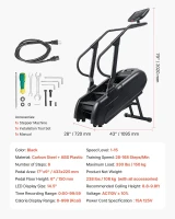 VEVOR Continuous Climber Stair Stepper with 14.5"" LED Display, 15 Speed Levels (28-168 SPM), 330 lb Capacity for Home Cardio and Lower-Body Training(m-7)