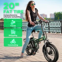 KEBIKO 1000W Peak Folding Electric Bike with Removable 48V 20Ah Battery, 30+ MPH, 80-Mile Max Range, 20"" Fat Tire Foldable E-Bike for Adults(m-8)