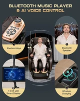 4D Full-Body Massage Chair with Extended 57.1"" SL Track, 20 Techniques, Core Heating, AI Voice, Touchscreen and Wireless Charging(m-9)