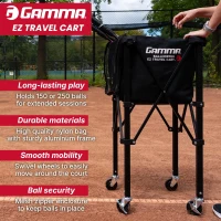 GAMMA Sports EZ Travel Cart — Portable Tennis & Pickleball Ball Hopper with Carrying Case(m-2)