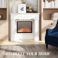 HOMCOM Baroque Fireplace Mantel, Freestanding Fireplace Surround with Leg for Electric Fireplaces, 43.3" W x 39.8" H, White(m-4)