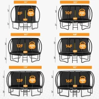 Jumpzylla Recreational Trampoline — 8–16 ft Options with Safety Net & Ladder, ASTM F381-16 Approved, Rust-Resistant Frame(m-8)