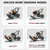 Mikolo Leg Press & Hack Squat Combo with Linear Bearings, Front and Rear Band Pegs, Full-Range Leg Training Machine(m-8)