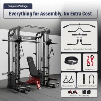 Major Fitness Drone2 Advanced Training Smith Machine – All-in-One Home Gym Rack with Aluminum Pulley Set, Dual LAT Pull-Downs, Cable Crossover & Weight Bar for Complete Body Workouts(m-7)