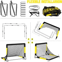 Kids Soccer Goal Set — 2-Pack Pop-Up Nets (7x5 & 6x4 Options) with Ball, Pump, Cones & Carry Bag — Portable Training Kit for Ages 3–16(m-8)