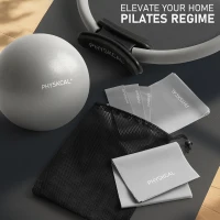 PhysKcal 15"" Pilates Ring Kit with Core Ball, 3 Mini Resistance Loops & 2 Flex Bands — Home Mat Pilates Essential Set(m-7)