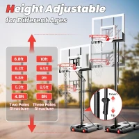 AWII SPORT 44"" Portable Basketball Hoop — Height Adjustable 4.8–10 ft, Outdoor/Indoor Goal System for Kids, Teens & Adults(m-4)
