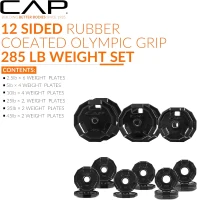 CAP Barbell 2-Inch Olympic 12-Sided Rubber-Coated Plate Set — Full Range Option(m-2)