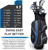 PGF Gold Tour Precision Complete Golf Club Package Set for Men & Women – Driver, Fairway, Hybrids, Irons, Wedges & Putter(m-2)