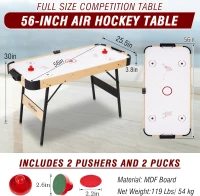 Folding Indoor Air Hockey Table with 12V Fan Motor and LED Electronic Scoreboard — Includes 2 Pucks & 2 Pushers, Perfect for Kids & Adults(m-6)