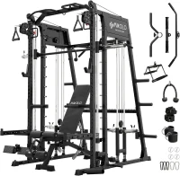 Mikolo M4 2.0 Smith Machine & Power Rack — 2200 lb Capacity with Lat Pulldown, Dual Cable Crossover and Storage System(m-1)