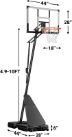 WIN.MAX 44"" Portable Basketball Hoop with Extra-Large Base — Adjustable 4.9–10 ft Goal System for Driveway and Backyard(m-7)