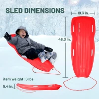 Slippery Racer Downhill Xtreme Flexible Plastic Toboggan — Adults & Kids Snow Sled for Up to 2 Riders with Pull Rope and Handles(m-5)