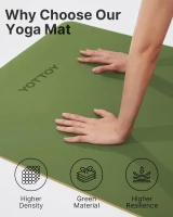 YOTTOY PU Yoga Mat with Coconut-Fiber Layer — 72"" x 26"" x 5mm Non-Slip Hot Yoga Mat, Tear-Resistant Natural Rubber Mat with Strap & Bag(m-7)