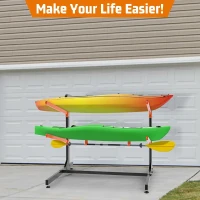 Freestanding Kayak Storage Rack — Heavy-Duty Adjustable Steel Stand for Garage, Indoor/Outdoor, Holds Kayaks, Canoes & Paddleboards(m-6)