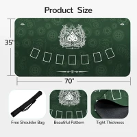70 x 35 Inch Waterproof Poker Table Mat — Super-Soft Texas Hold'em Surface with Premium Smooth Finish and Zippered Carrying Case for Parties and Home Casinos(m-3)